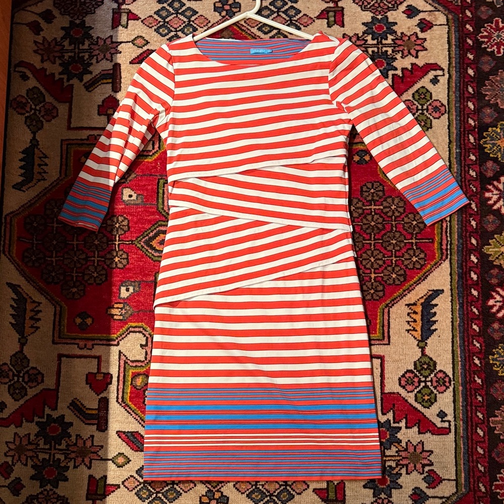 EUC J. McLaughlin Striped Red and Blue Dress XS